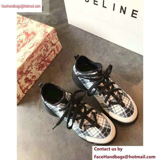 Dior D-Connect Sneakers in Neoprene Tartan Black/White 2020