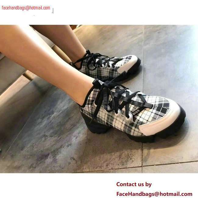 Dior D-Connect Sneakers in Neoprene Tartan Black/White 2020