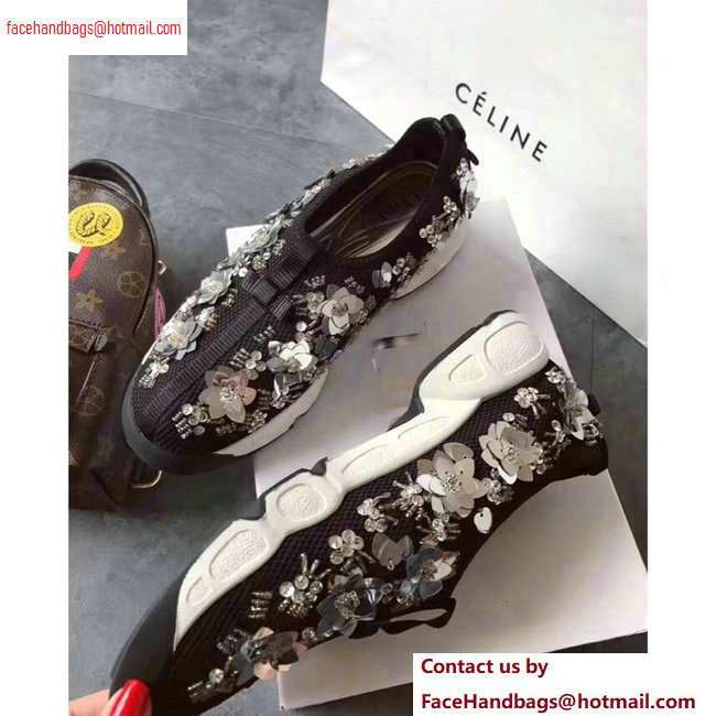 Dior Embroidered Fusion Technical Fabrics Sneakers Black/Silver 2020 - Click Image to Close