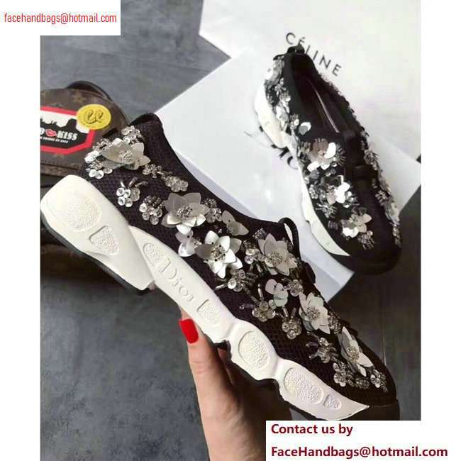 Dior Embroidered Fusion Technical Fabrics Sneakers Black/Silver 2020 - Click Image to Close