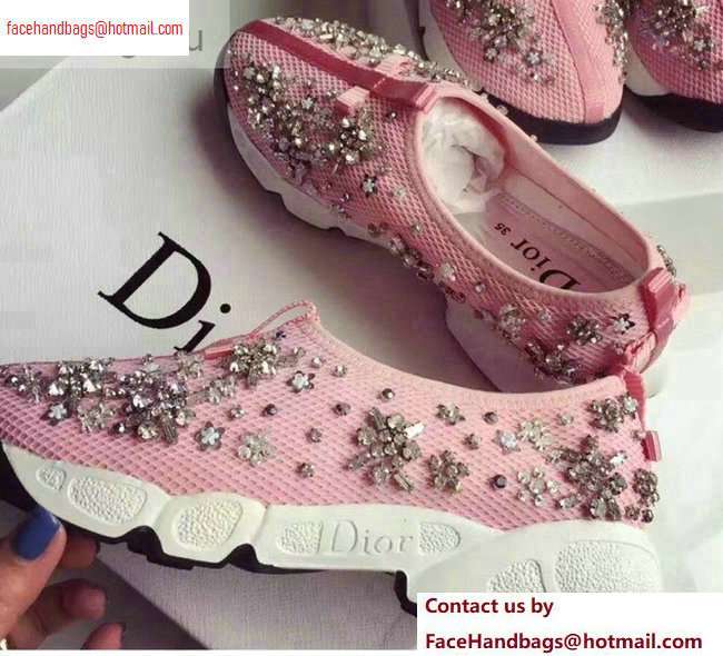 Dior Embroidered Fusion Technical Fabrics Sneakers Pink/Flower 2020 - Click Image to Close