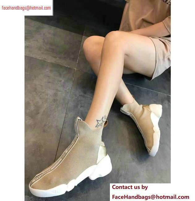 Dior F. Two Point Zero High-top Sneakers in Technical Knit Camel 2020