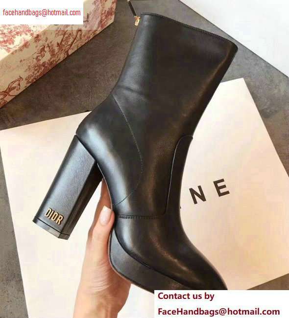 Dior Heel 10cm D-Rise Zipped Ankle Boots Leather Black 2020