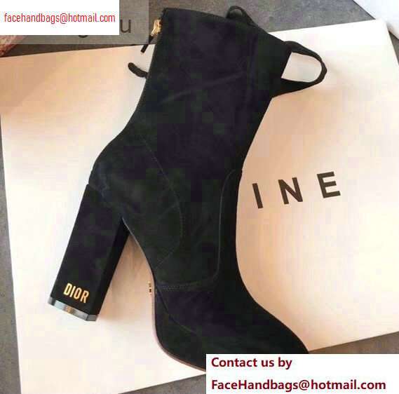 Dior Heel 10cm D-Rise Zipped Ankle Boots Suede Black 2020 Dior Heel 10cm D-Rise Zipped Ankle Boots Suede Black 2020