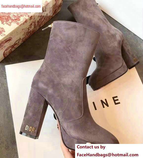 Dior Heel 10cm D-Rise Zipped Ankle Boots Suede Gray 2020 Dior Heel 10cm D-Rise Zipped Ankle Boots Suede Gray 2020