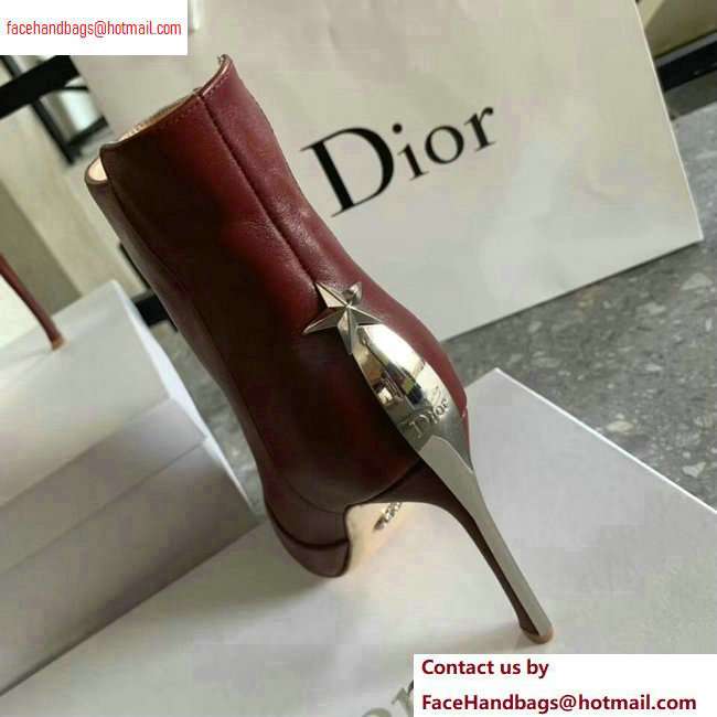 Dior Heel 10cm Star Ankle Boots Burgundy 2020 - Click Image to Close