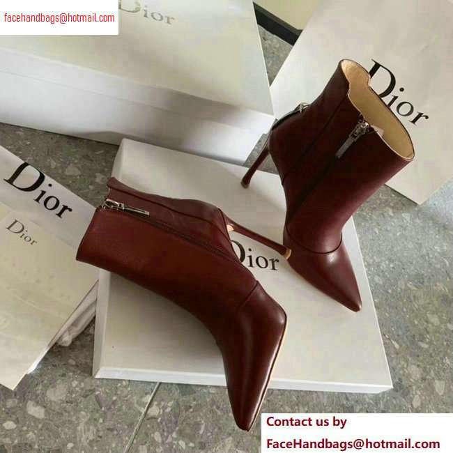Dior Heel 10cm Star Ankle Boots Burgundy 2020