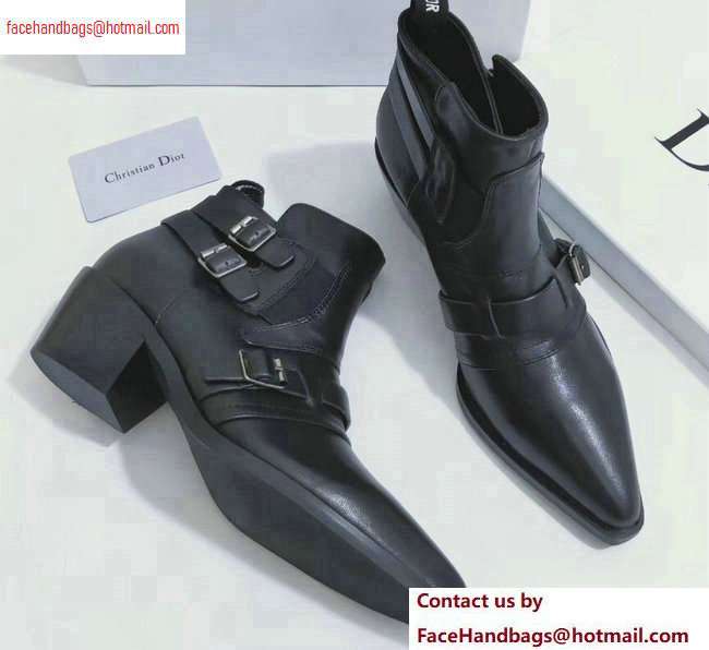 Dior Heel 4.5cm Belt Calfskin Ankle Boots Black 2020