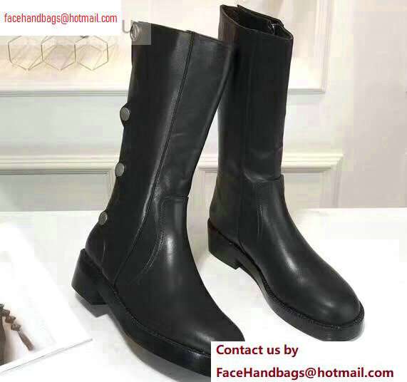 Dior Heel 4cm Button Calfskin Boots Black 2020