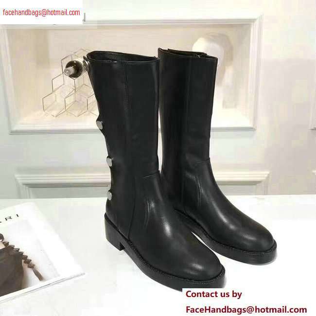 Dior Heel 4cm Button Calfskin Boots Black 2020