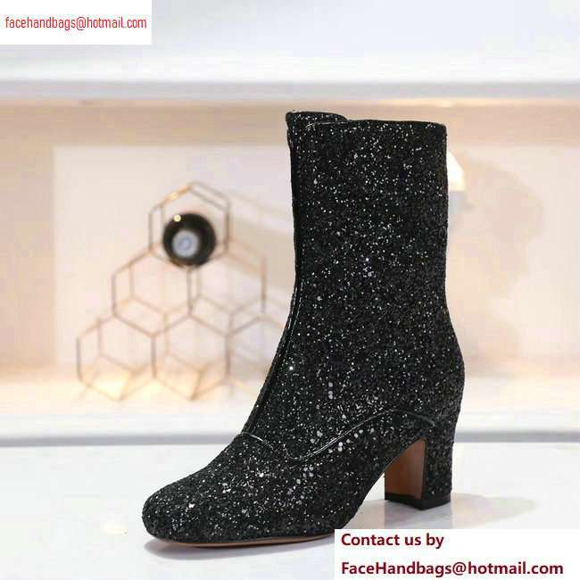 Dior Heel 6.5cm D-Circus Low Boots in Glitter Black 2020