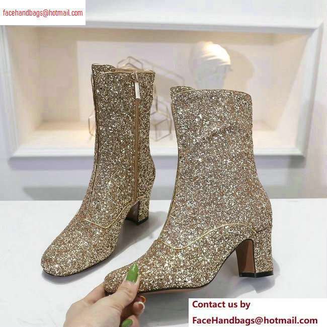 Dior Heel 6.5cm D-Circus Low Boots in Glitter Gold 2020
