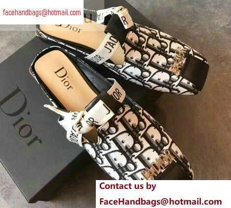 Dior J'Adior Bow Flat Mules Black/White 2020