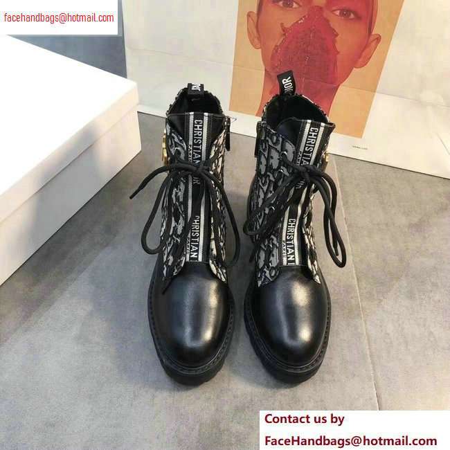 Dior J'adior Lace-up Ankle Boots Black/Oblique 2020
