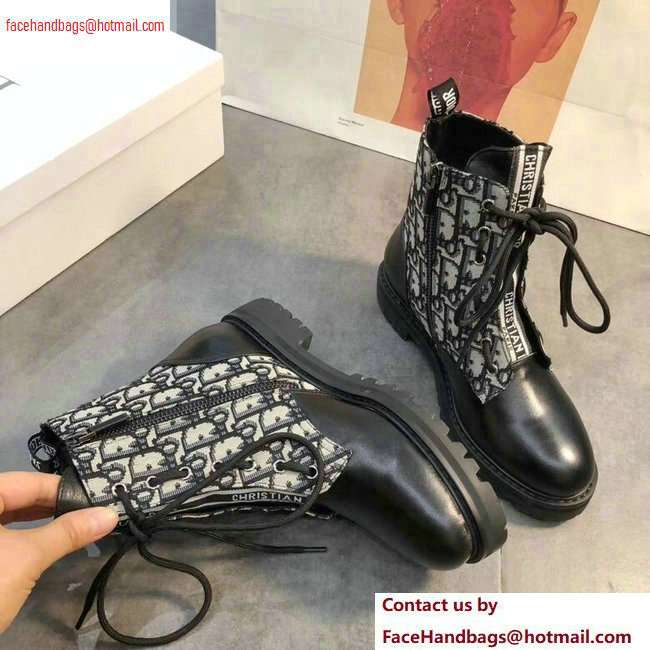 Dior J'adior Lace-up Ankle Boots Black/Oblique 2020