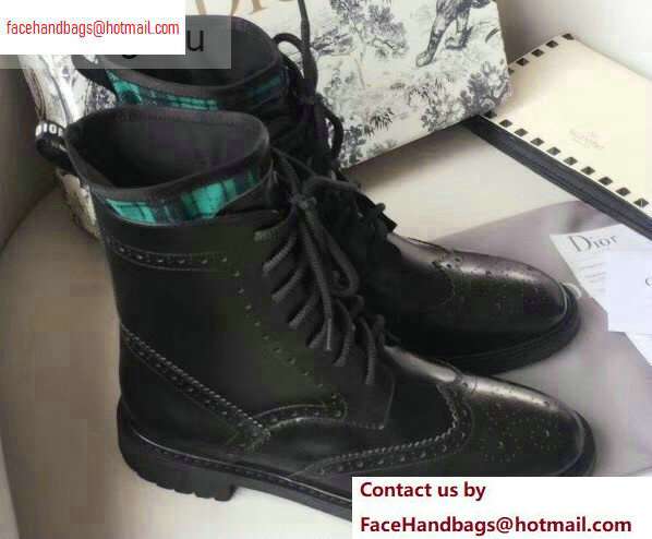 Dior Lace-up Ankle Boots Black/Green 2020