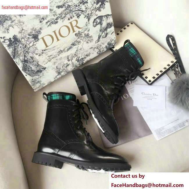 Dior Lace-up Ankle Boots Black/Green 2020