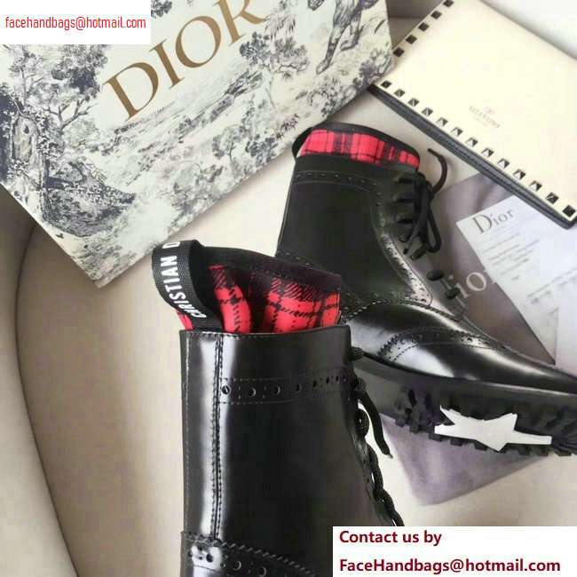 Dior Lace-up Ankle Boots Black/Red 2020