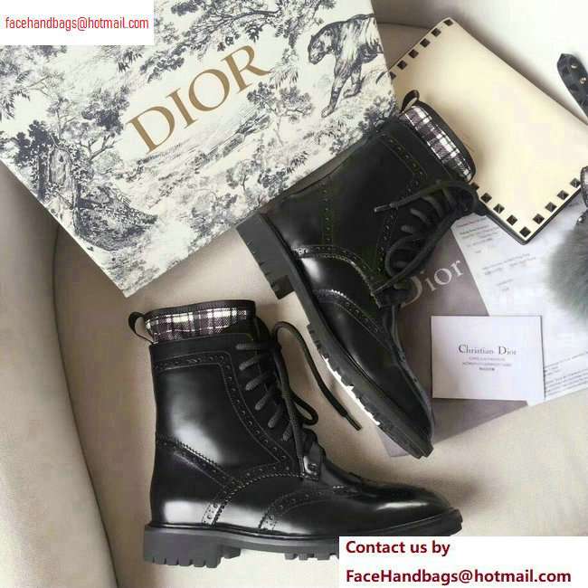 Dior Lace-up Ankle Boots Black/White 2020