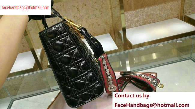 Dior Large Lady Dior Bag in black patent Leather with Gold Hardware