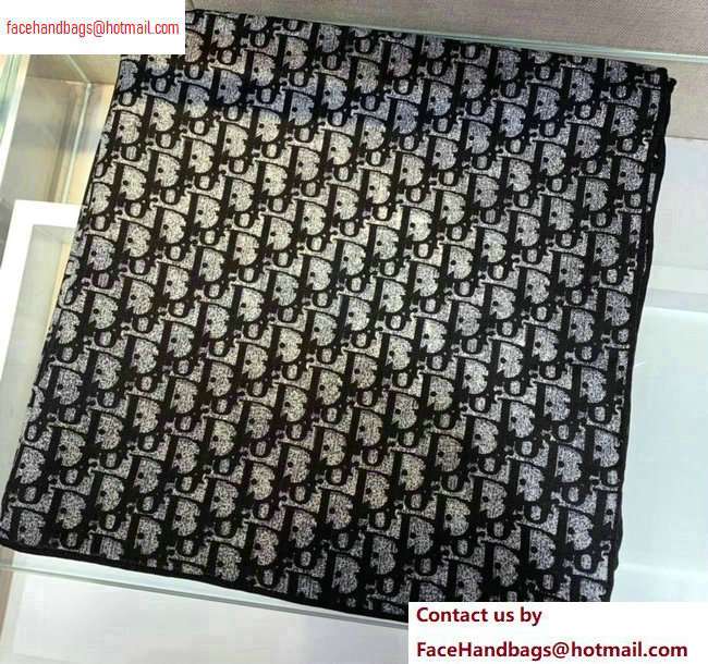 Dior Oblique Cashmere Scarf 140x140cm Black 2020 - Click Image to Close