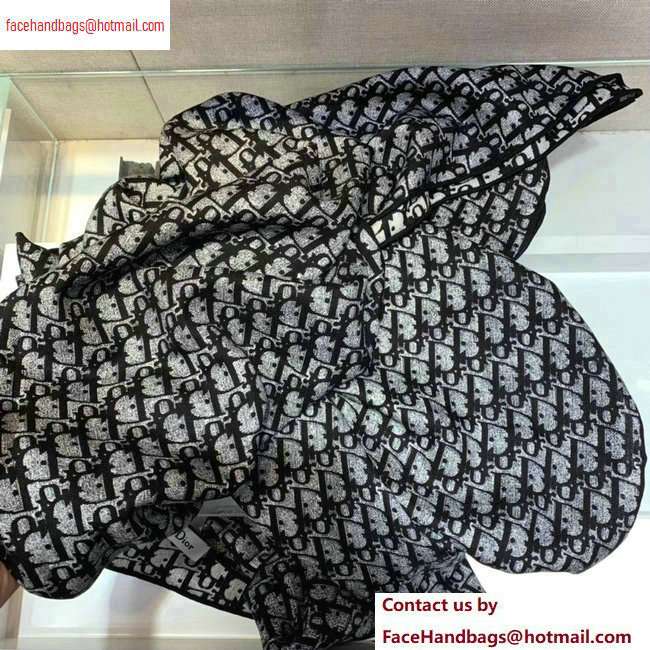 Dior Oblique Cashmere Scarf 140x140cm Black 2020 - Click Image to Close