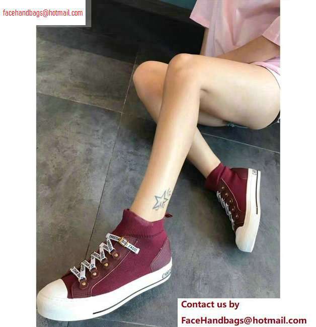 Dior WALK'N'DIOR Mid-top Sneakers in Technical Knit Burgundy 2020