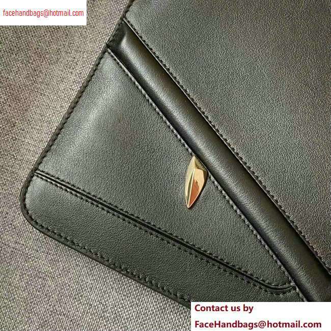 Fendi Bag Bugs Eyes Slim Zippered Pouch Clutch Bag Leather Black 2020