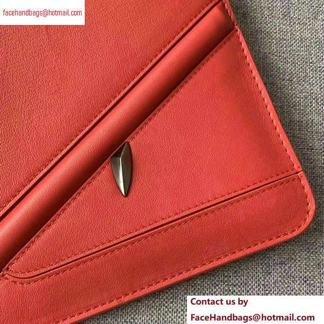 Fendi Bag Bugs Eyes Slim Zippered Pouch Clutch Bag Leather Red 2020 - Click Image to Close