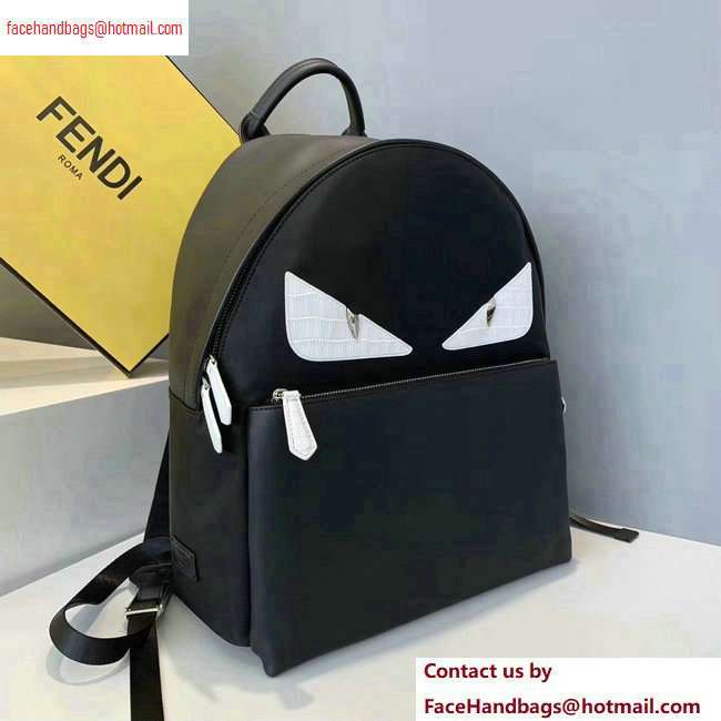 Fendi Bag Bugs Large Backpack Bag Black/White Eyes with Front Pocket 2020
