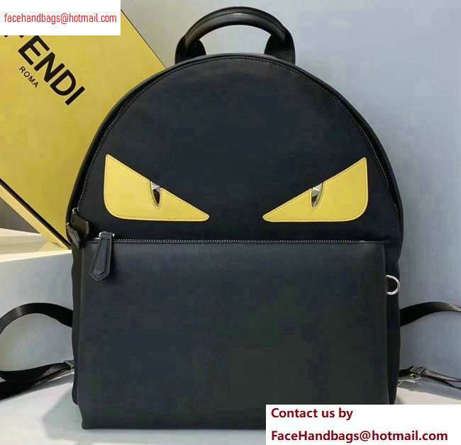Fendi Bag Bugs Large Backpack Bag Black/Yellow Eyes with Front Pocket 2020
