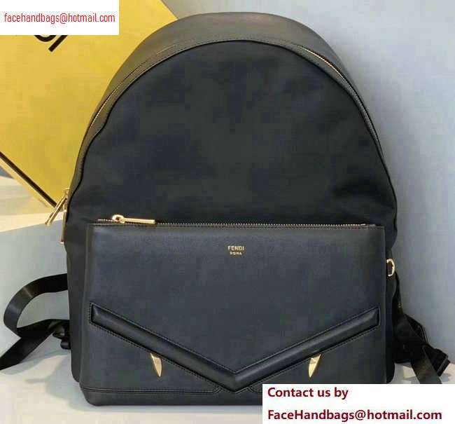 Fendi Bag Bugs Large Backpack Bag Black with Front Pocket 2020 - Click Image to Close
