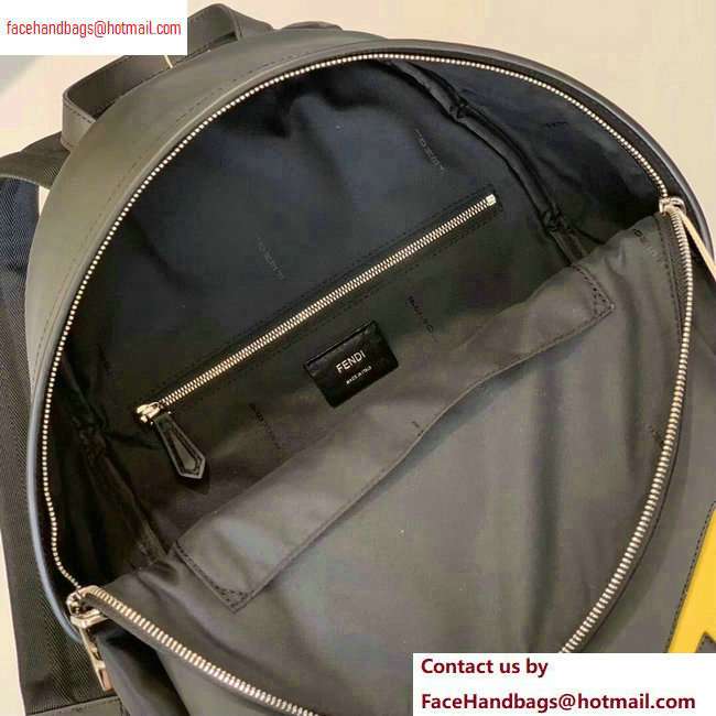 Fendi Bag Bugs Large Backpack Bag with Front Pocket Black/Yellow Diabolic Eyes 2020
