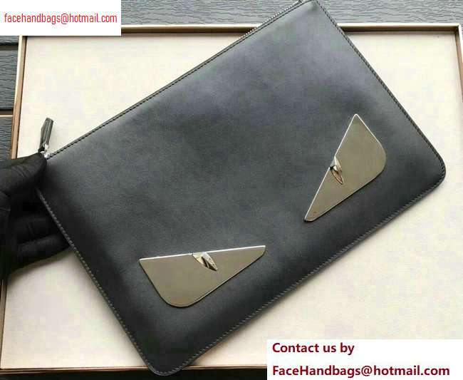 Fendi Bag Bugs Metal Eyes Pouch Clutch Bag Black