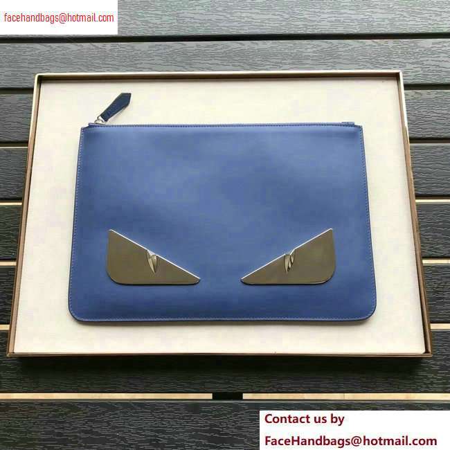 Fendi Bag Bugs Metal Eyes Pouch Clutch Bag Blue - Click Image to Close