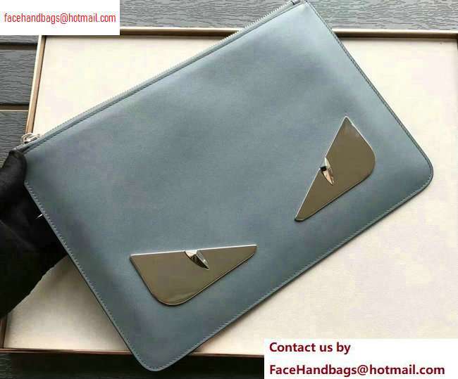 Fendi Bag Bugs Metal Eyes Pouch Clutch Bag Gray