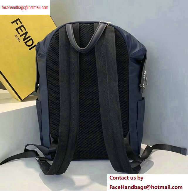 Fendi Bag Bugs Nylon and Leather Backpack Bag Blue 2020 - Click Image to Close