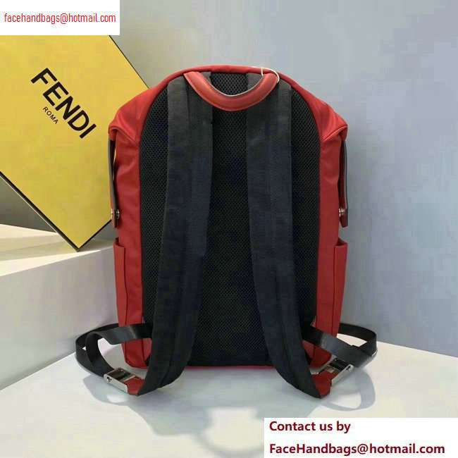 Fendi Bag Bugs Nylon and Leather Backpack Bag Red 2020