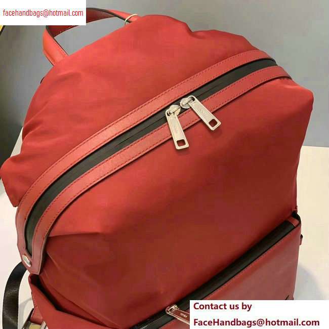Fendi Bag Bugs Nylon and Leather Backpack Bag Red 2020 - Click Image to Close