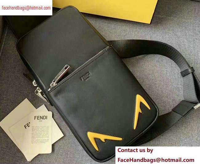 Fendi Bag Bugs One-shoulder Backpack Belt Bag Black/Yellow Diabolic Eyes 2020