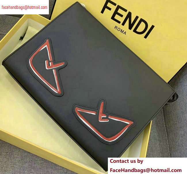 Fendi Bag Bugs Pouch Clutch Bag Black/Red Diabolic Eyes 2020 - Click Image to Close