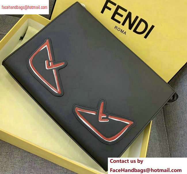 Fendi Bag Bugs Pouch Clutch Bag Black/Red Diabolic Eyes 2020