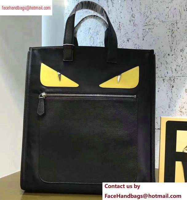 Fendi Bag Bugs Shopping Tote Bag Black/Yellow Eyes 2020 - Click Image to Close