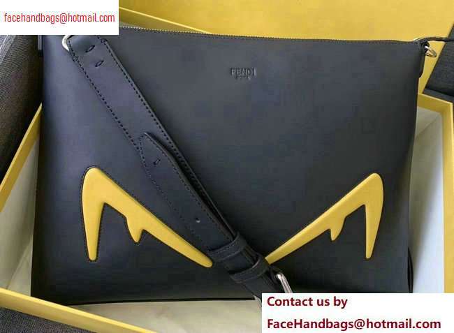 Fendi Bag Bugs Slim Messenger Bag Black/Yellow Diabolic Eyes 2020 - Click Image to Close