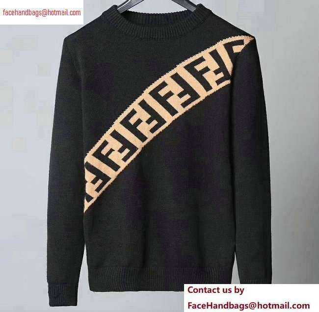 Fendi FF Logo Diagnal Sweater Black 2020