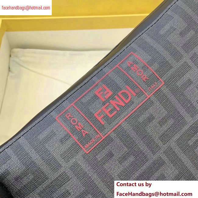 Fendi FF Logo Fabric Medium Slim Pouch Bag Black/Red Piping 2020