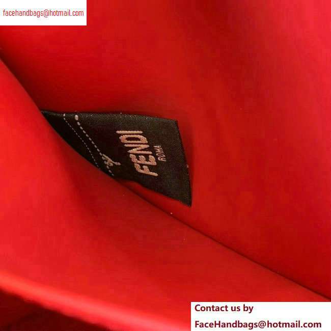 Fendi FF Logo Fabric Pouch Clutch Bag Black/Red Piping 2020