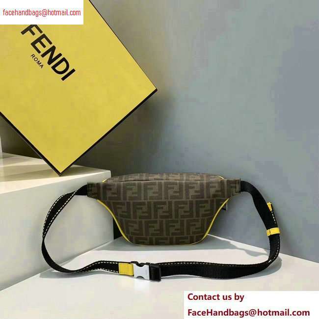Fendi FF Logo Fabric Small Belt Bag Brown/Yellow Piping 2020