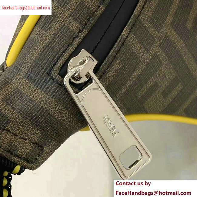 Fendi FF Logo Fabric Small Belt Bag Brown/Yellow Piping 2020 - Click Image to Close