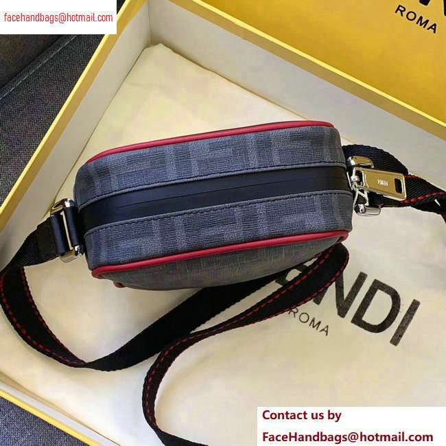 Fendi FF Logo Fabric Small Messenger Cross-body Bag Black/Red Piping 2020